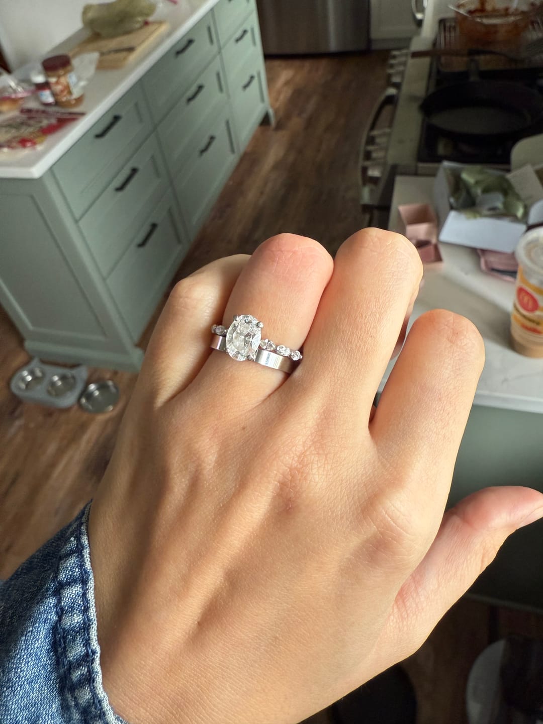 Customer photo review of The Whitney Flat Edge Wedding Band