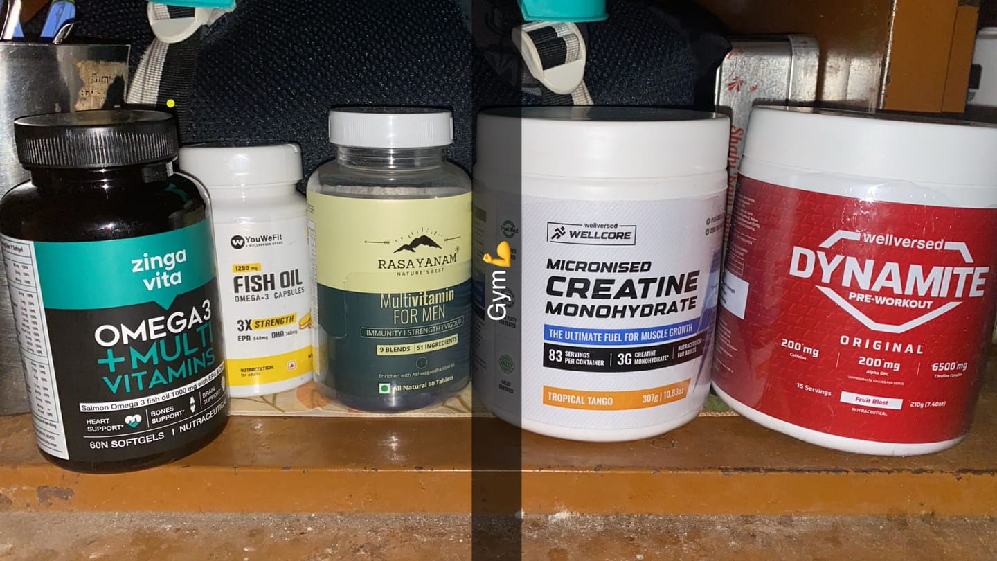 Customer photo review of Wellcore Creatine Monohydrate Powder (307g, 83 Servings, Tropical Tango) + Dynamite Pre-Workout Powder (210g,15 Servings, Fruit Blast)