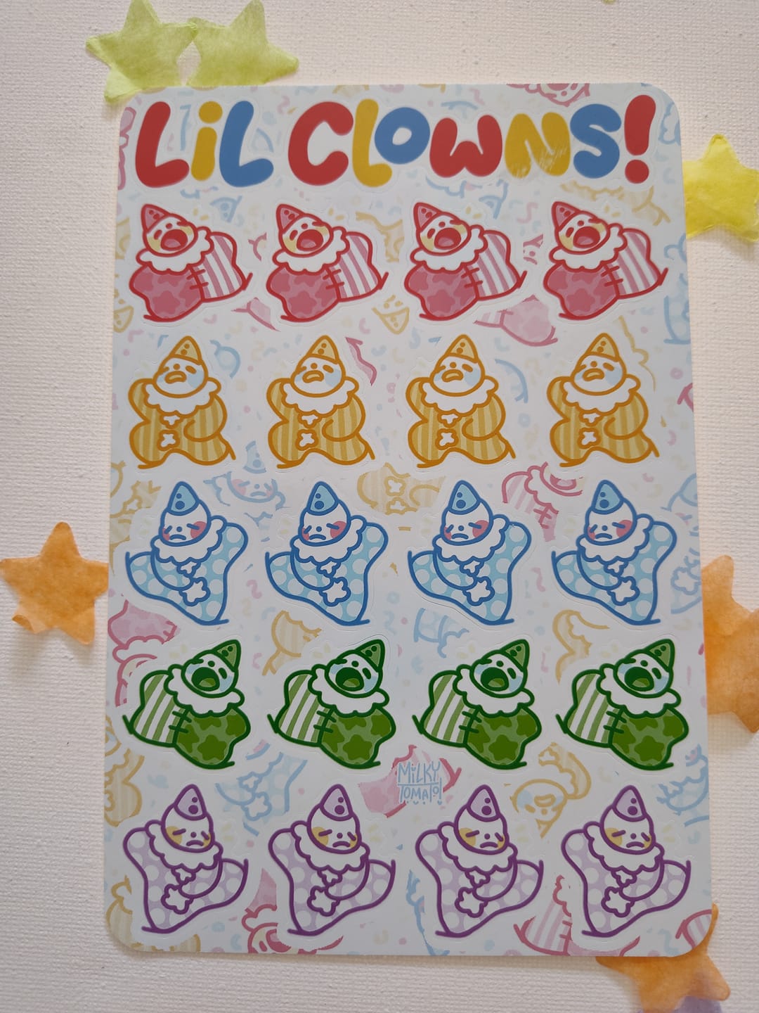 Customer photo review of Cute Lil Clowns Sticker Sheet