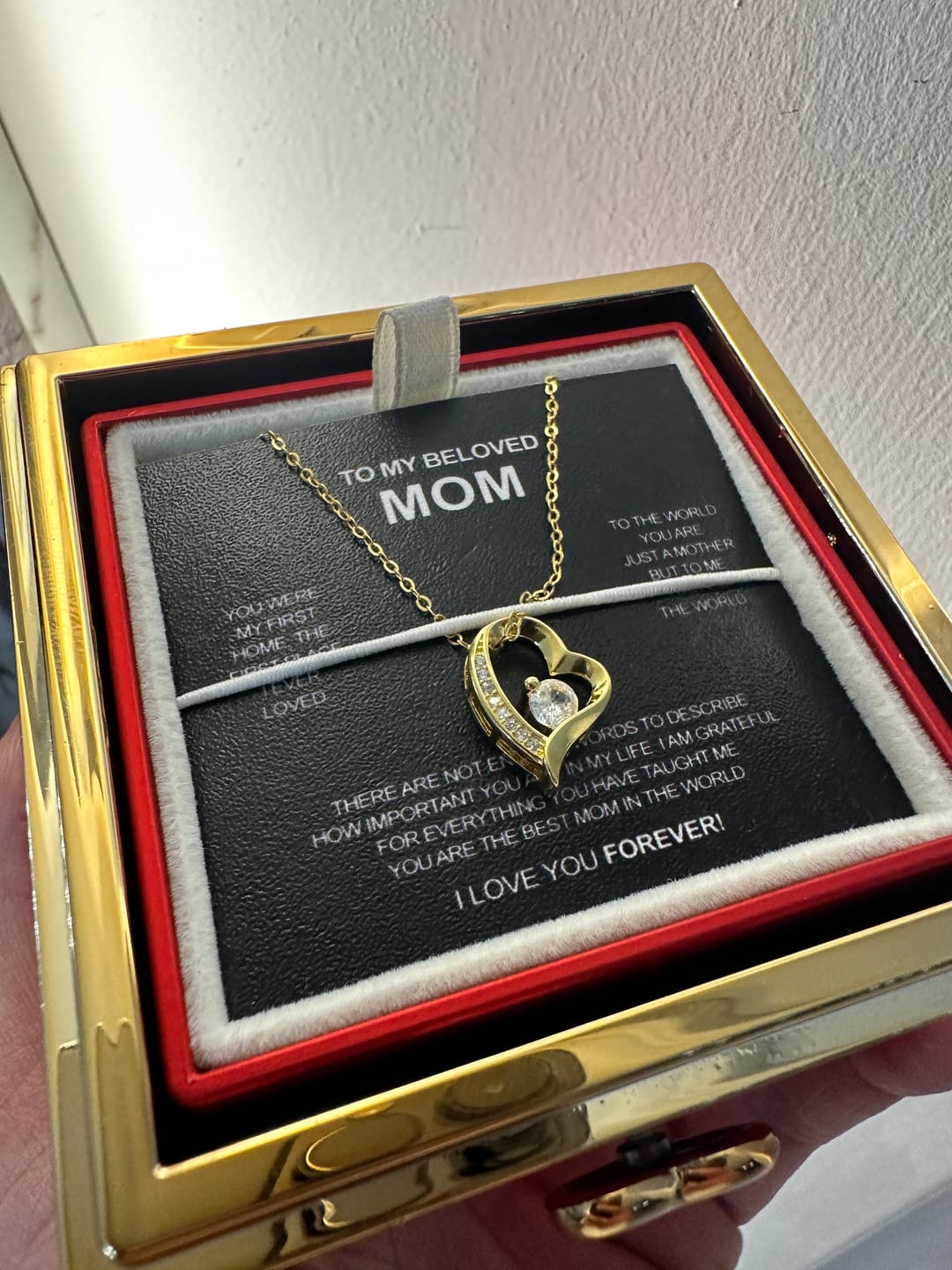 Customer photo review of 14K White Gold Necklace with Surprise Rosebox - To My Love