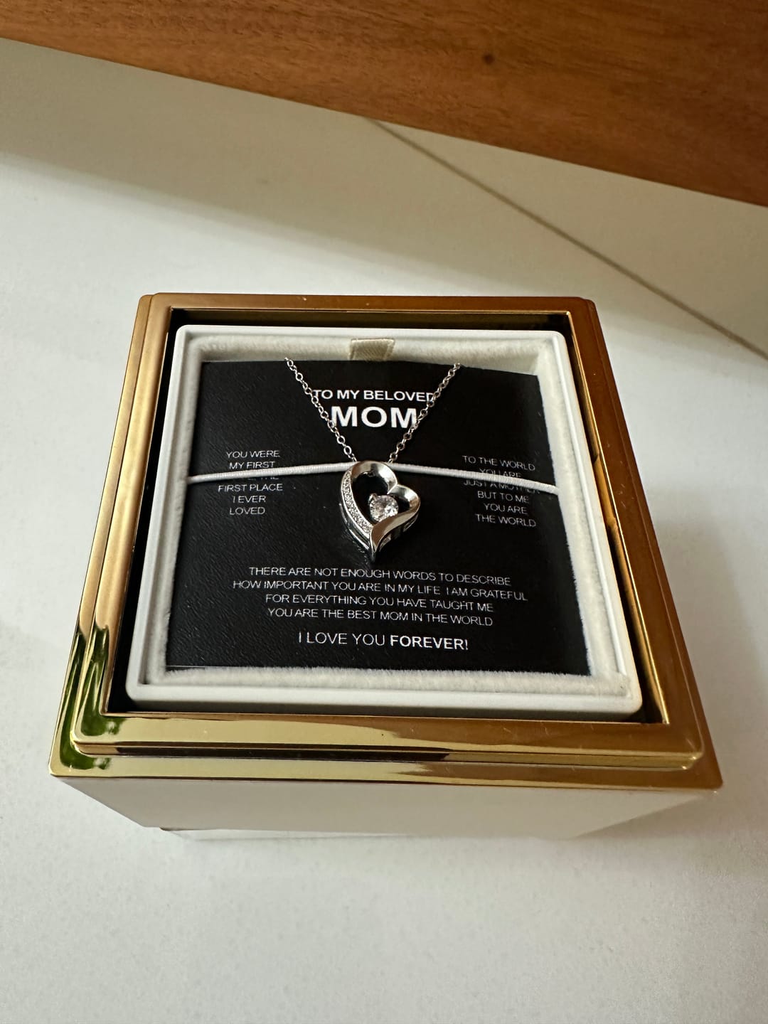 Customer photo review of 14K White Gold Necklace with Surprise Rosebox - To My Love