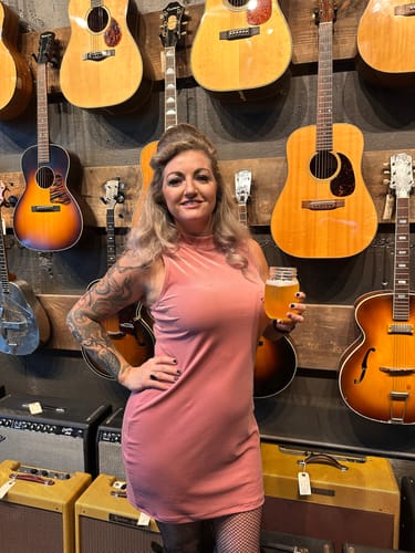 Customer photo review of Audrey Mini-Dress in Blush Pink