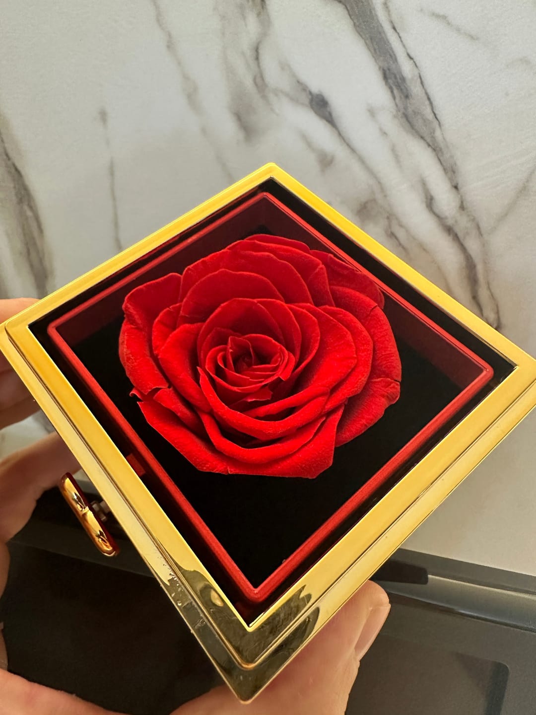 Customer photo review of Engraved Heart Necklace with Surprise Rosebox - To My Mother