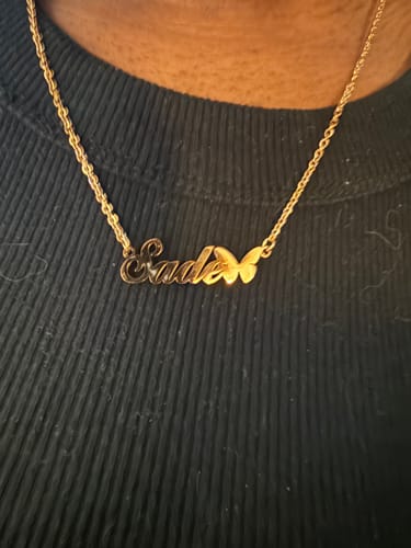Customer photo review of Butterfly Personalized Necklace