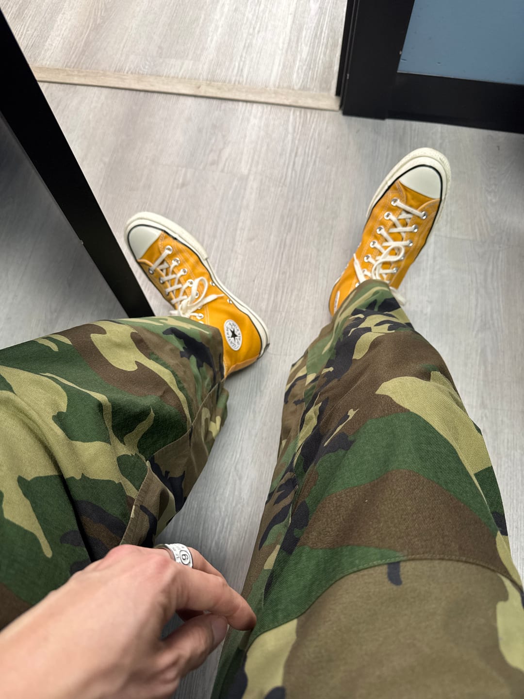 Customer photo review of Vintage Military Pants Mens Large Grene Camo Extended Cold Weather Overalls