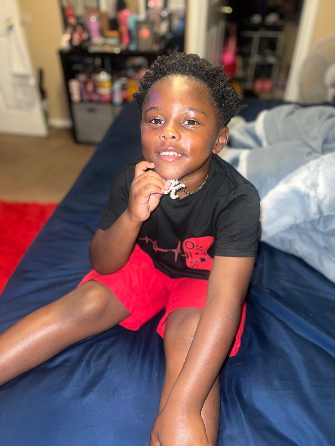 Customer photo review of Kids Double Plated Initial Necklace w/ Figaro Chain
