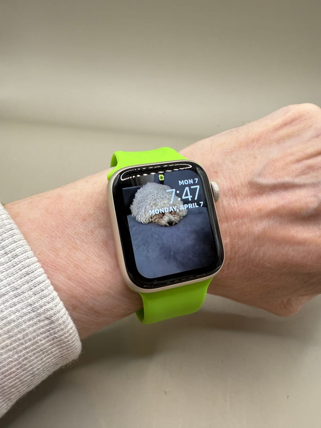 Customer photo review of Apple Band Silicone Solid - Lime Green