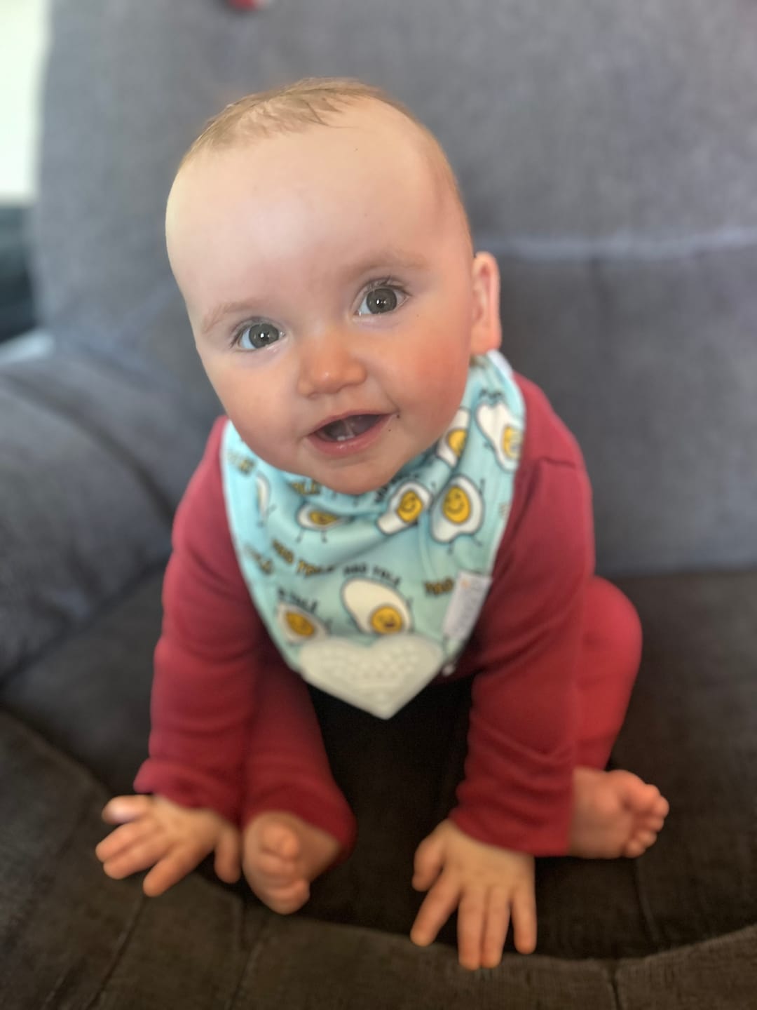 Customer photo review of Mad Yolk Teething Bib