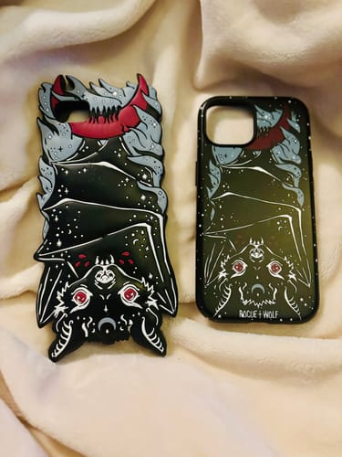 Customer photo review of Vampire Bat Tough Phone Case for iPhone -Shockproof Anti-scratch Goth Witchy Cover for Accessories