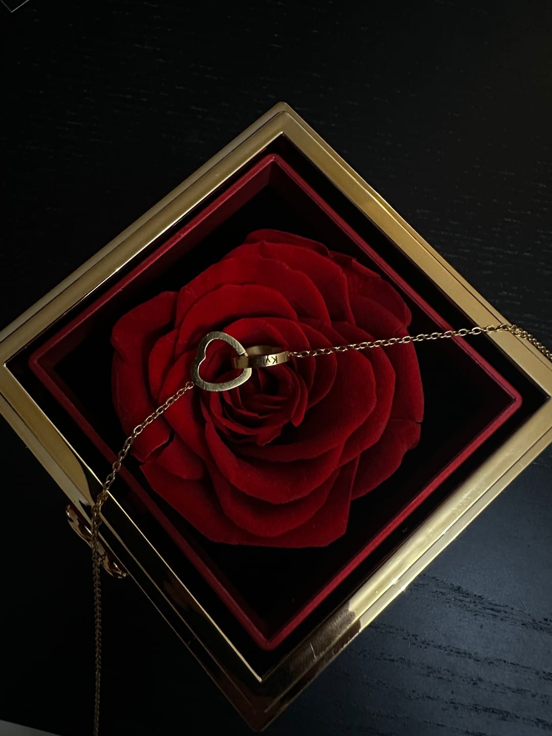 Customer photo review of Engraved Heart Necklace with Surprise Rosebox - To My Mother