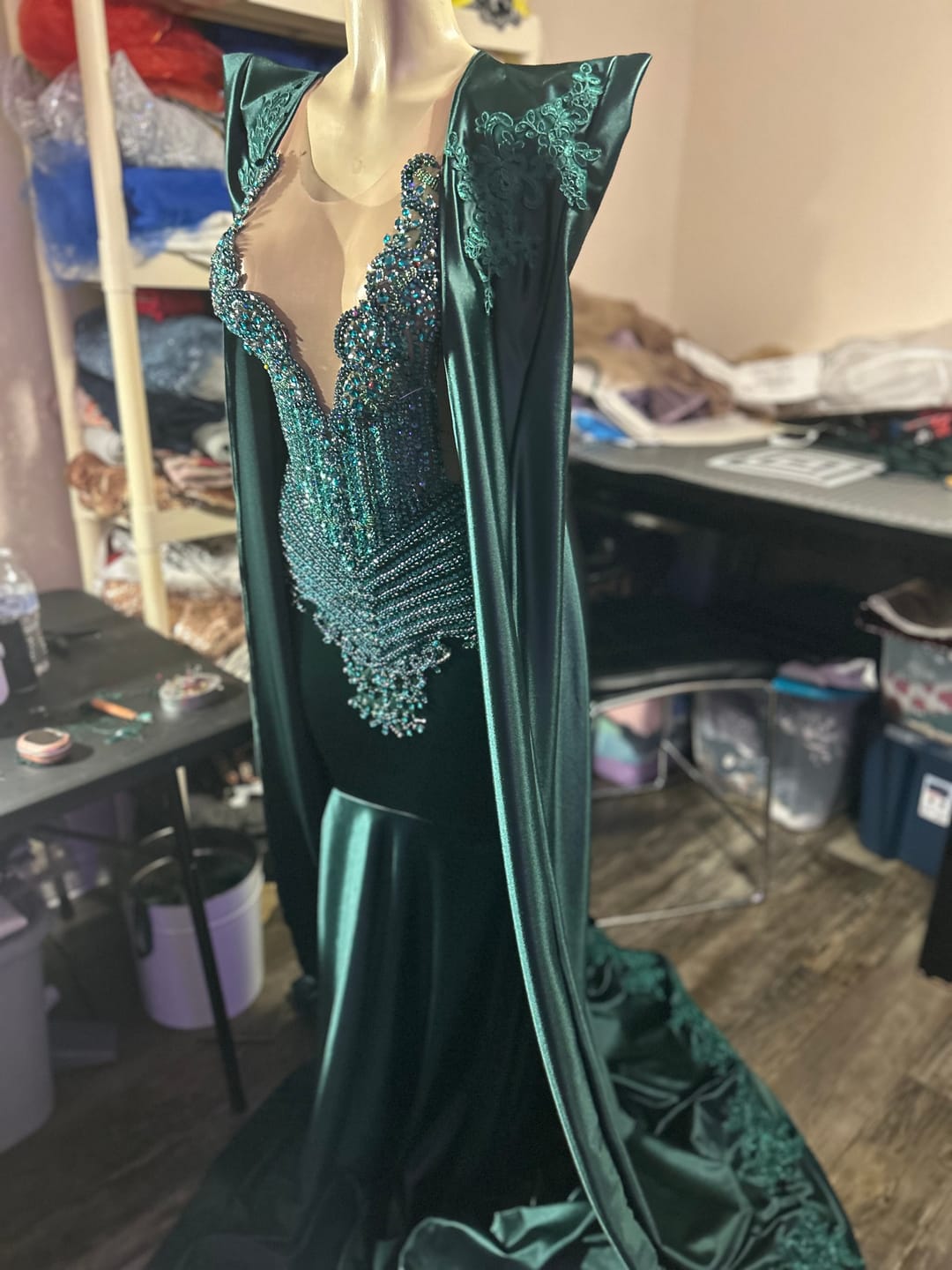 Customer photo review of Hunter Green Shiny Nylon Spandex