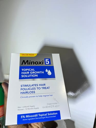 Customer photo review of Minoxi5 Minoxidil SOLUTION, 6 PACK