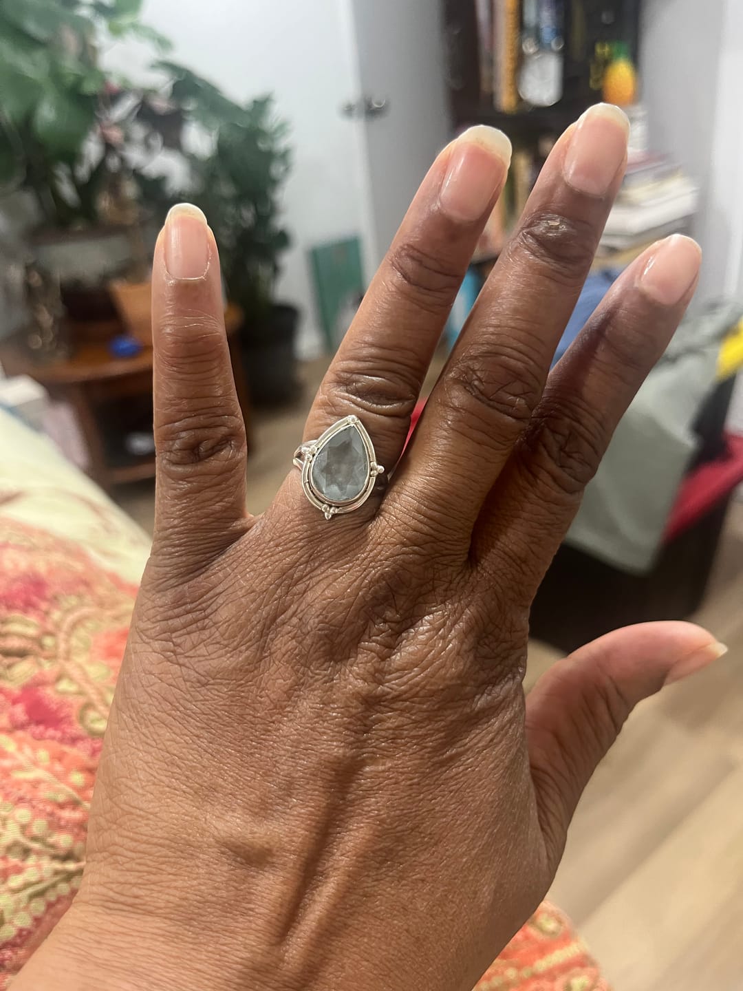 Customer photo review of Teardrop Aquamarine Ring Sterling Silver