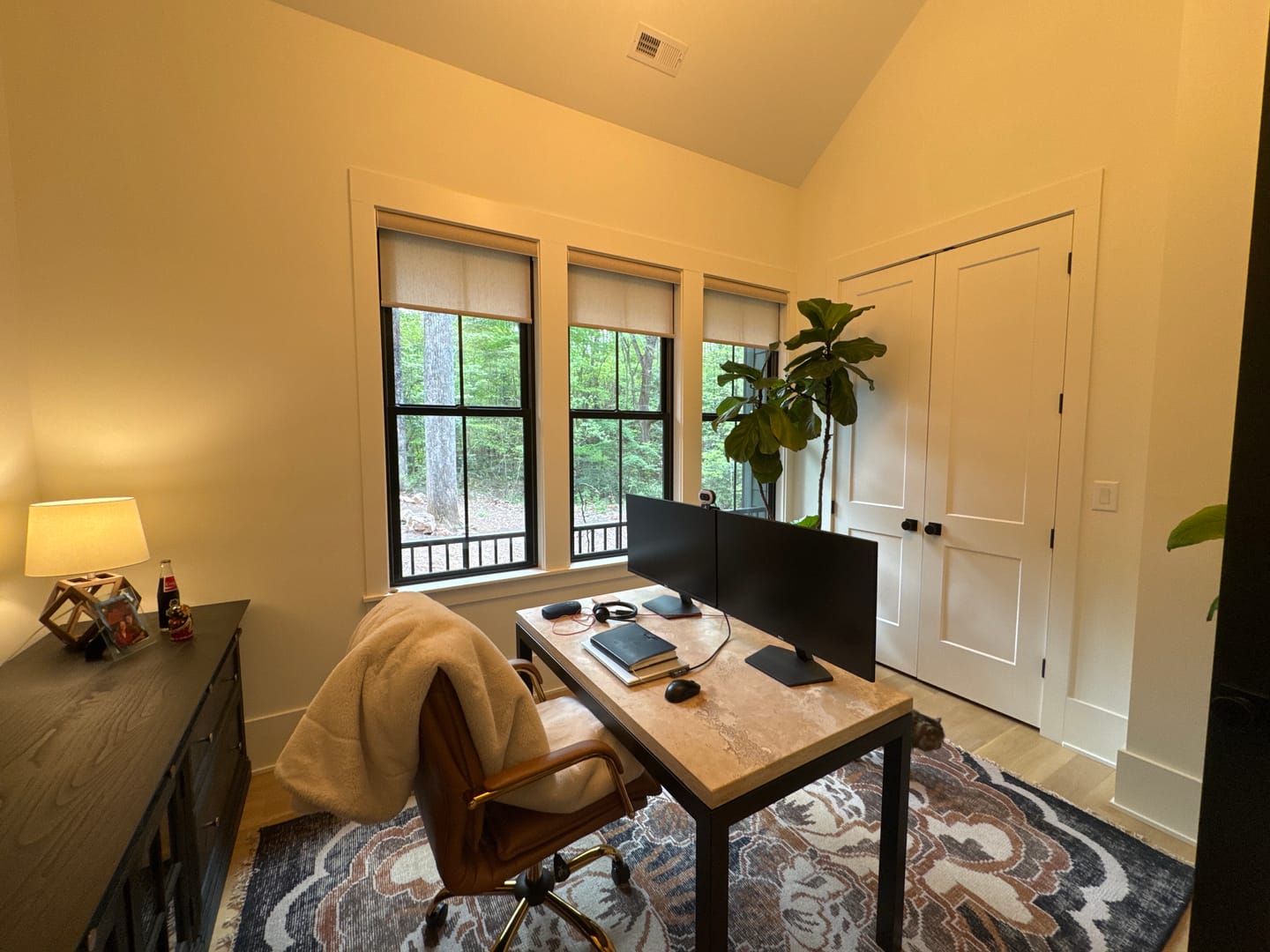 Customer photo review of SmartWings Motorized Light Filtering Roller Shades 70% Blackout Linen