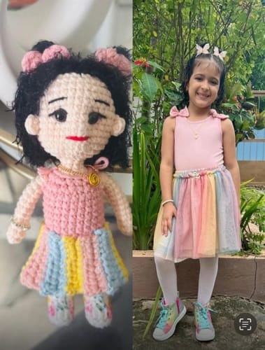 Customer photo review of Dolly® Personalized Crochet Doll with Photo Card