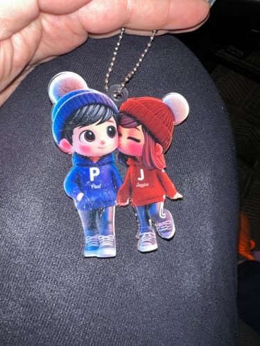 Customer photo review of Cute Cartoon Couple Walking Personalized Ornament