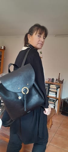 Reseña con foto de un cliente sobre Mochila Argolla Boho