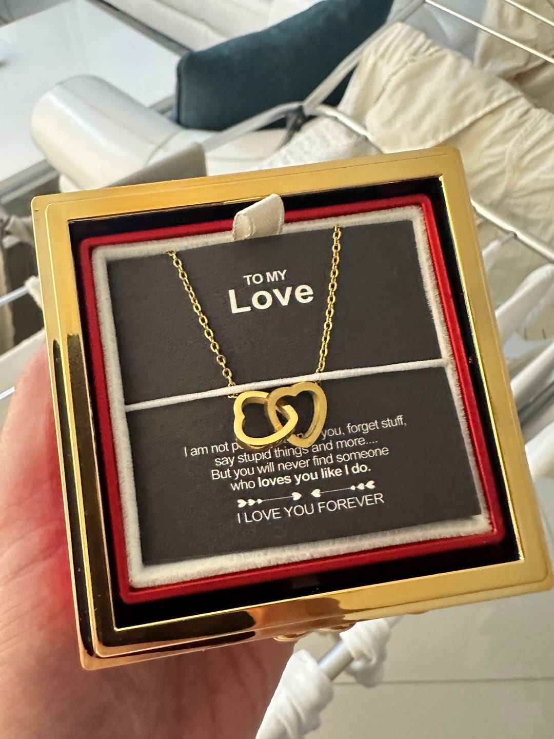 Customer photo review of Engraved Heart Necklace with Surprise Rosebox - To My Mother