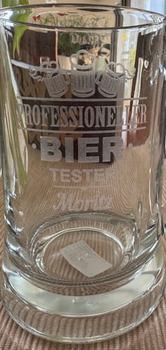Kundenbewertung mit Foto zu Montana Bierkrug mit Gravur "Professioneller Biertester" mit Namen