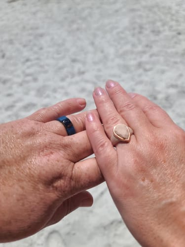 Customer photo review of Oversized Pear Collection - Silicone Rings with Metal Frame