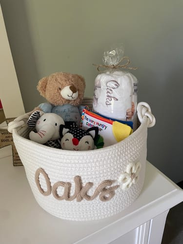 Customer photo review of Baby Knits™ Personalized Knitted Basket