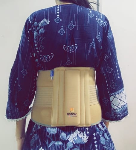 Customer photo review of Sacro Lumbar Belt 12" Back Double Strap | Supports the Lower back | Corrects Posture & Relieves Back Pain (Beige)