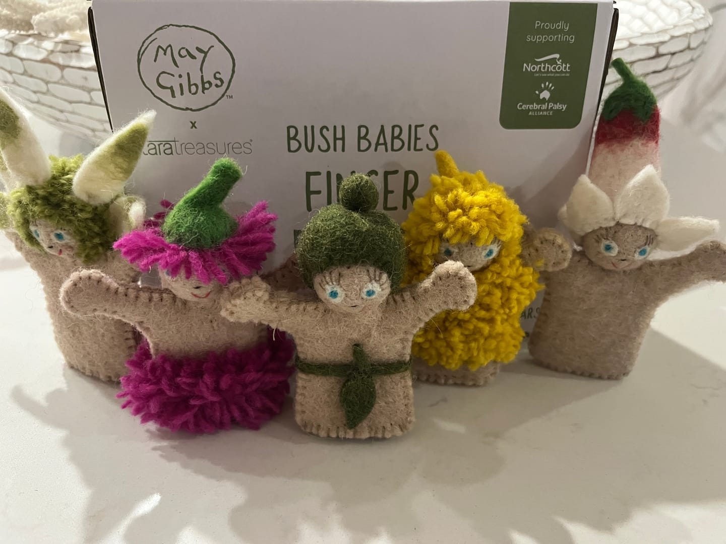 Customer photo review of May Gibbs x Tara Treasures  - Bush Babies Finger Puppets Set