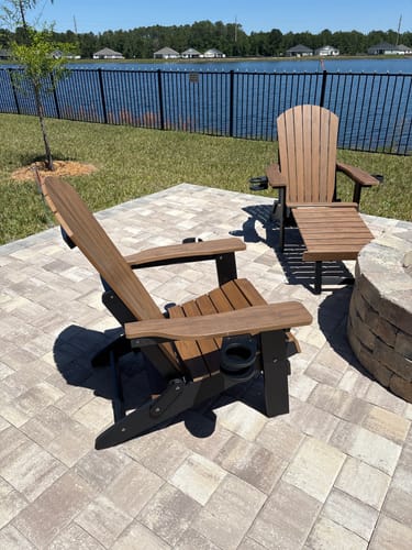 Customer photo review of DURAWEATHER POLY® Folding Adirondack Chair with Built in Footrest & Cup/Wine Holders King Size