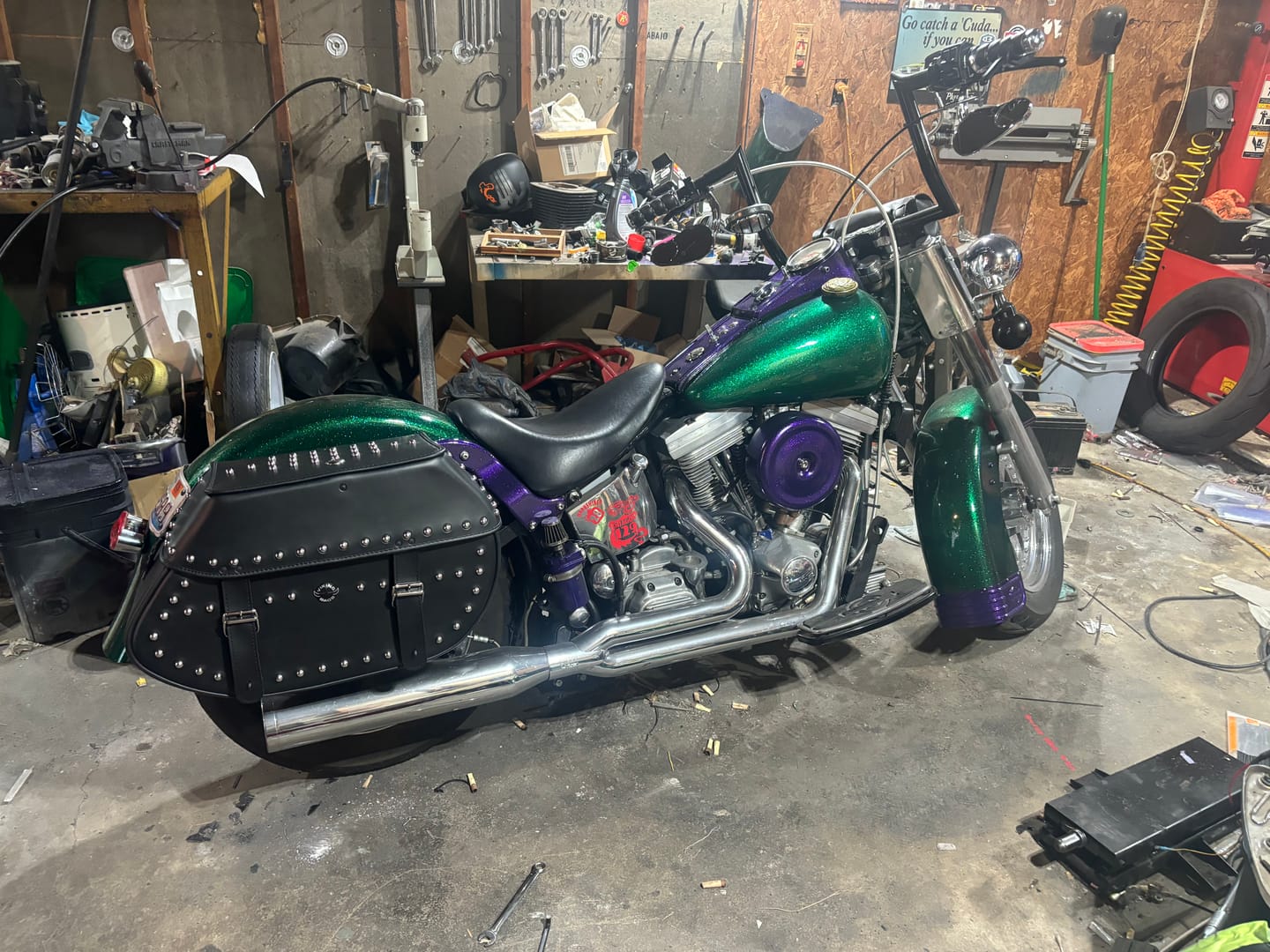 Customer photo review of Viking Saddlebags Quick Disconnect System For Harley Davidson Softail