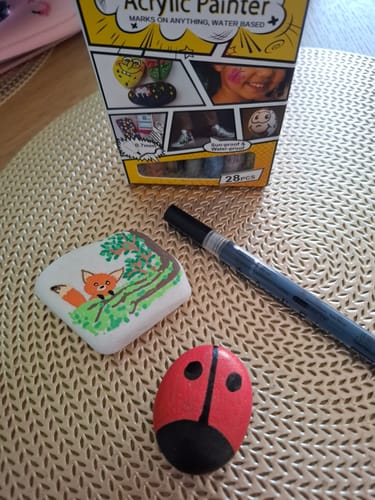 Customer photo review of Starterspakket Happy Stones + App om ze te volgen | Alles-in-1 | Stenen schilderen