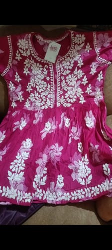 Customer photo review of Hot Pink Floral Mulmul Frock
