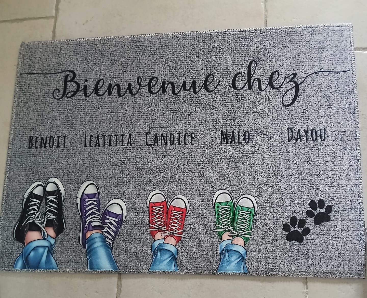 Customer photo review of Chaussures et pattes - Paillasson personnalisé