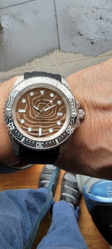 Customer photo review of Oceaneva Mens Deep Marine Explorer II Rose Gold Damascus Steel Dial Watch Rubber