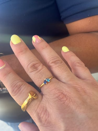 Customer photo review of Custom Heart Personalised Birthstone Ring -  Birthday Gift for Her, Stackable Ring, Bridesmaid Gift