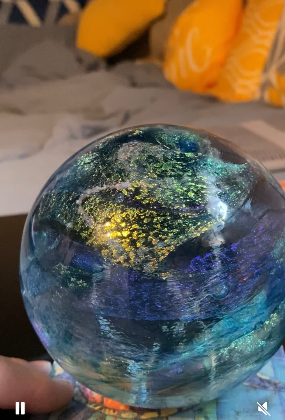 Customer photo review of Dichroic Explosion Orb with Cremation Ash