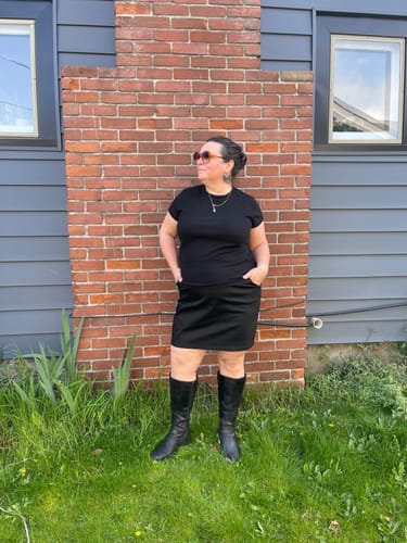 Customer photo review of PRE-ORDER - Rebel Mini Skirt in Black - Vixen by Micheline Pitt