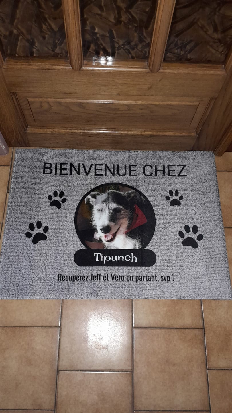 Customer photo review of Photo avec porte-nom - Paillasson personnalisé