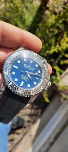 Customer photo review of Oceaneva Mens Deep Marine Explorer II Blue Damascus Steel Dial Watch Rubber