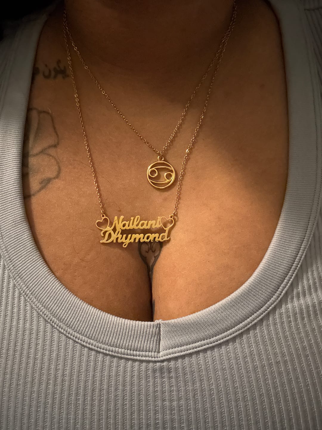 Customer photo review of Zodiac Sign Pendant Necklace