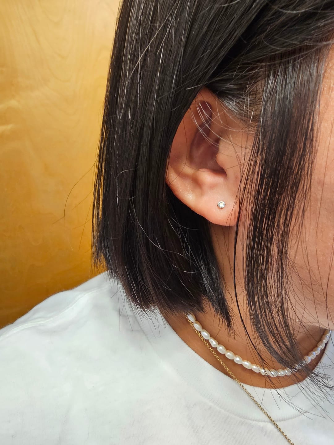 Customer photo review of Diamond Flatback Stud