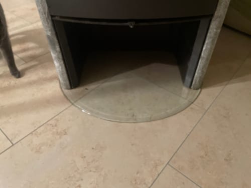 Customer photo review of Glasplatte Kamin, Funkenschutzplatte Glas für Kaminofen - Kreis