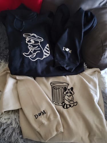 Customer photo review of Custom Embroidered Trash Pandas Matching Hoodies for Couples