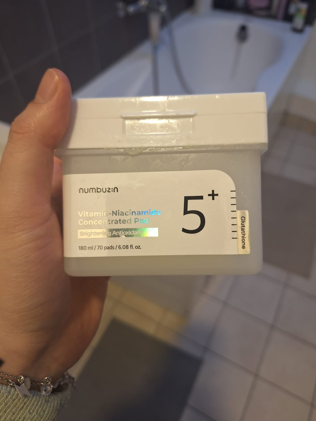 Customer photo review of Balinoši spilventiņi ar niacinamīdu Numbuzin No.5 Vitamin-Niacinamide Concentrated Pad