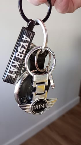 Customer photo review of Personalised Metal Number Plate Keyring