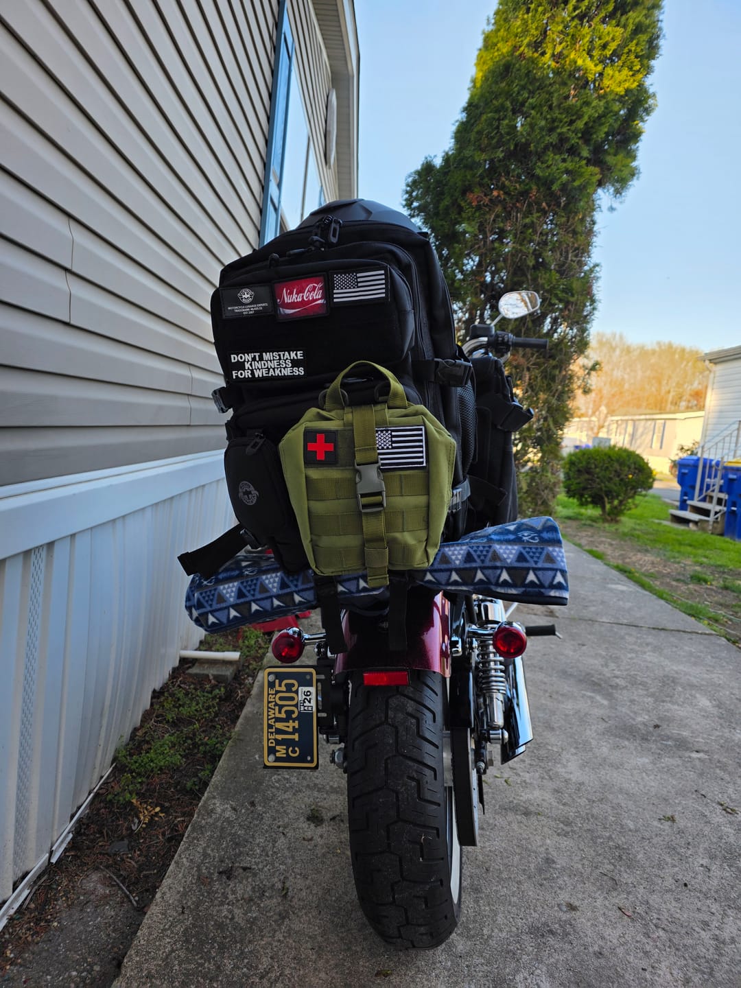 Customer photo review of 45L - Tactical XL Motorcycle Sissy Bar Backpack