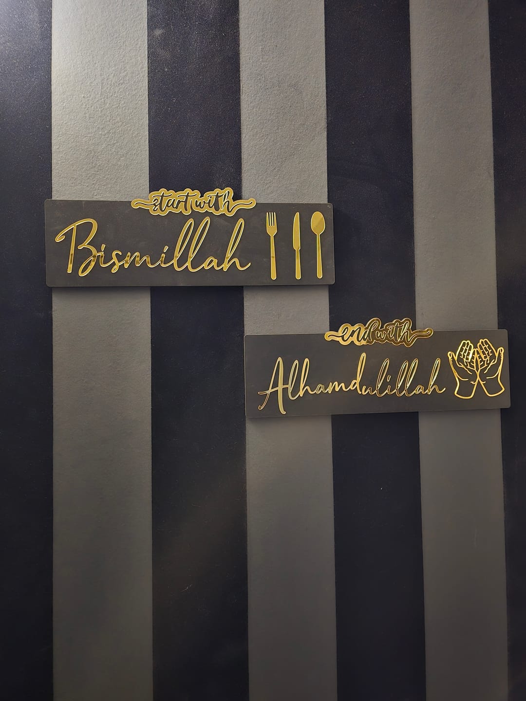 Customer photo review of Start with Bismillah, End with Alhamdulillah Wooden Islamic Wall Art
