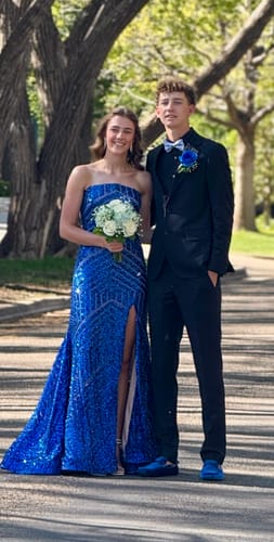 Customer photo review of French Blue Floral Bow Tie