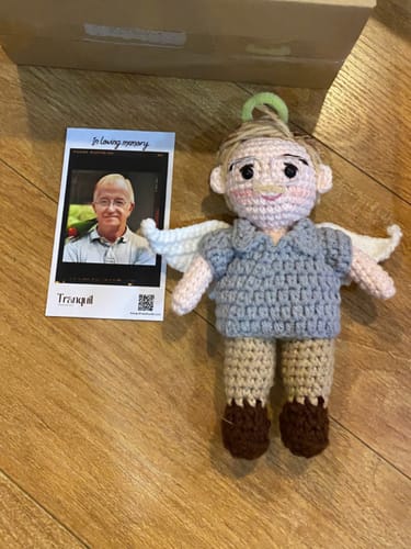 Customer photo review of Tranquil® - Personalized Crochet Doll with Photo Card