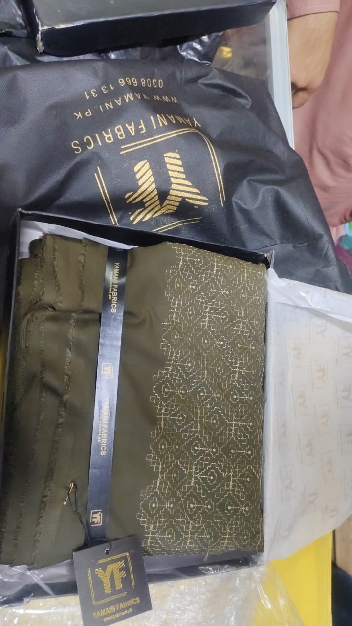 Customer photo review of Gents Unstitched wash n wear Embroidery Suit (nova crown)mehndi 06
