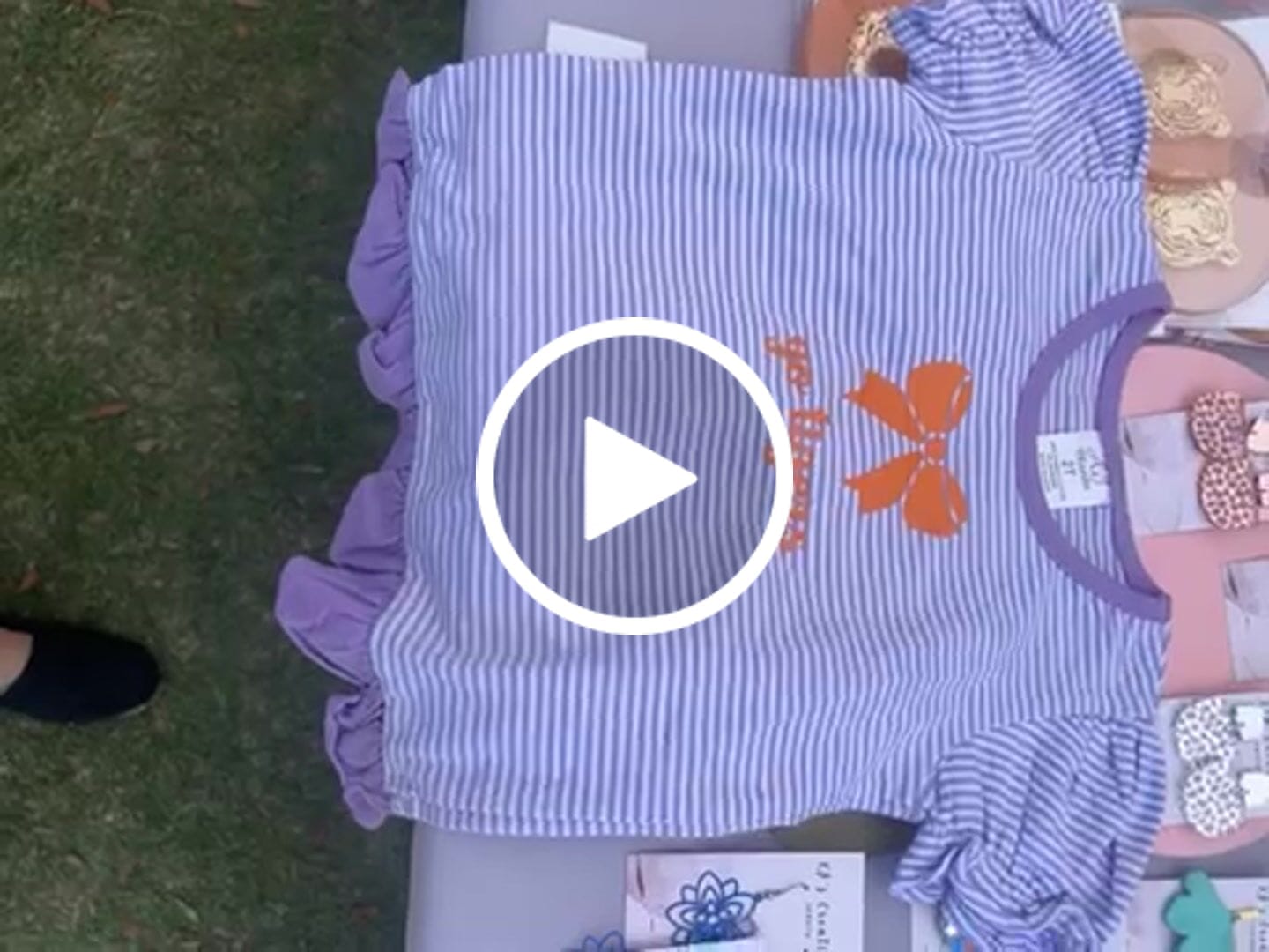 Customer video review of Ruffle Stripe Short Sleeve Shirt